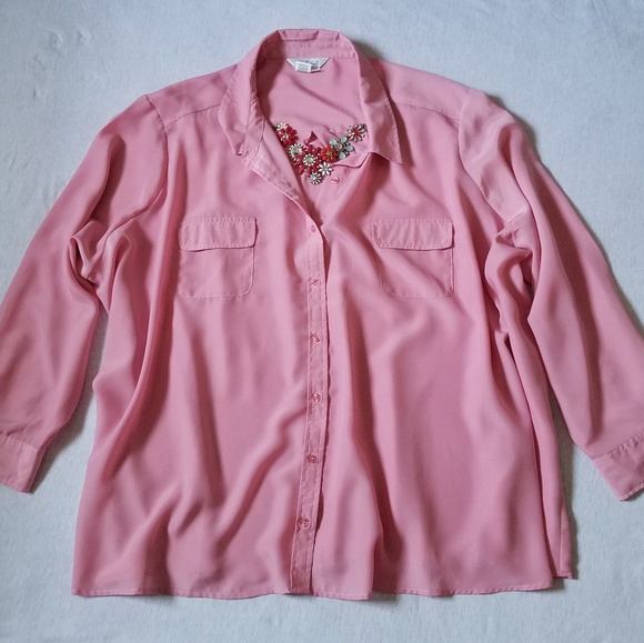Ulla Popken Tops - Ulla Popken button down shirt pink 36 38 6X